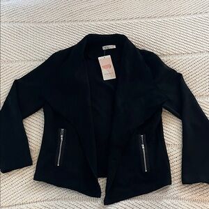 Elegant Black Women's Blazer with Zipper Details